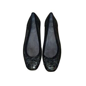 Stuart Weitzman Black Snakeskin Textured Ballet Flats. 7.5 Womens